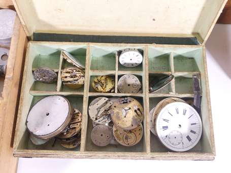 Lot d'outillage et pièces détachées d'horlogerie.