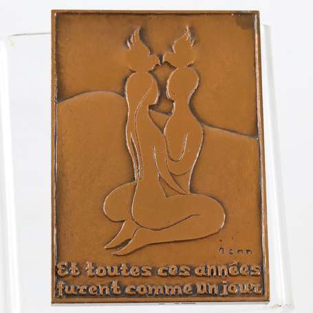 Plaquette en bronze. Anniversaire de mariage non 