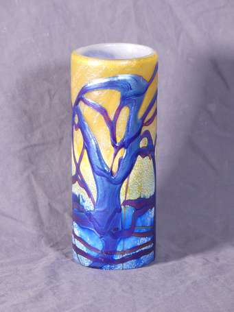 LUZORO Michèle (née en 1949) - Vase tube en verre 