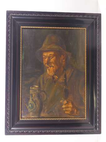 SCHRAEGLE Gustav (1867-1925) - Portrait de fumeur.
