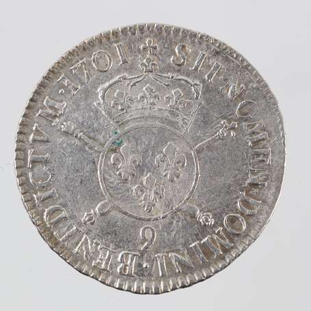 Louis XIV. 1/2 Ecu aux Insignes en argent 1701.9. 