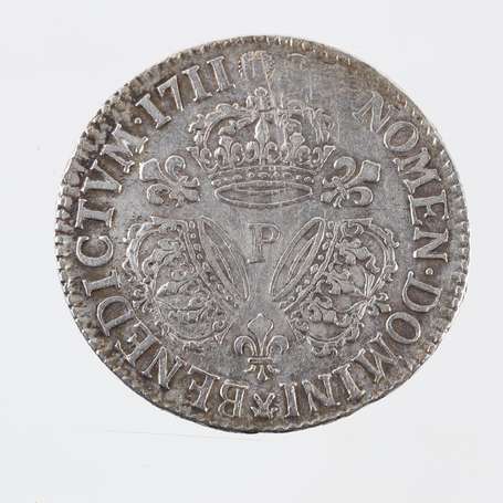 Louis XIV. 1/2 Ecu aux 3 couronnes en argent 1711 