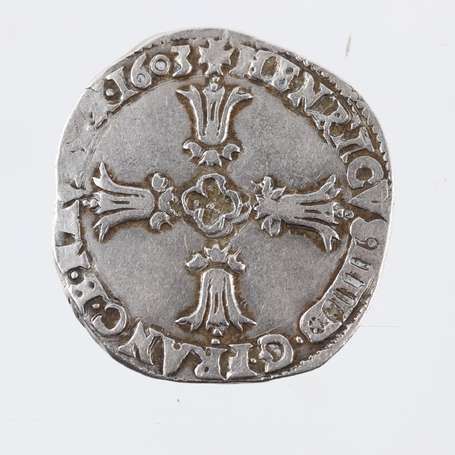 Henri IV. 1/4 d'Ecu en argent 1603. TB.