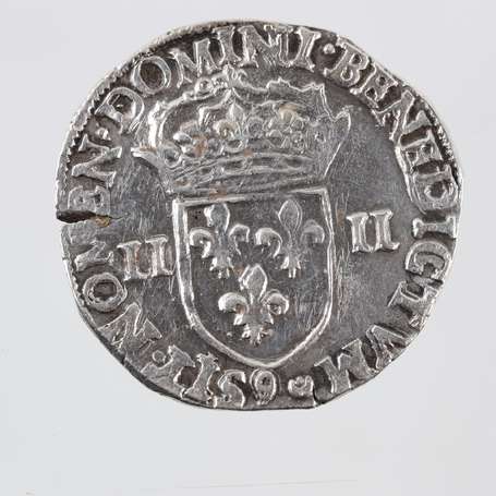 Charles X (1589-1590). 1/4 d'Ecu en argent 1591 B 