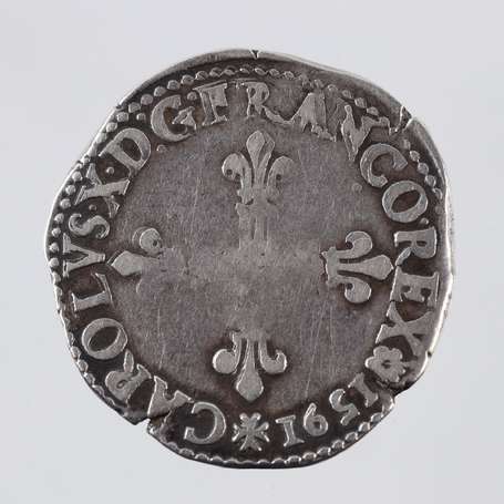 Charles X (1589-1590). 1/4 d'Ecu en argent 1591 B 