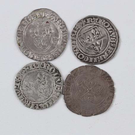 Lot de 4  monnaies Royales. Charles VI / Charles 