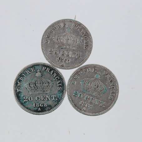 Second Empire. 20 centimes Napoléon III. 2 pièces 