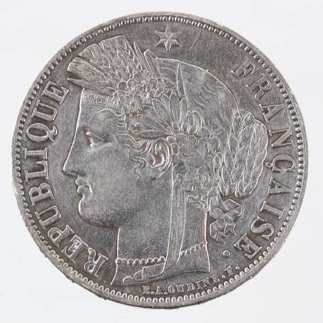 Deuxième République. 5 Frs Cérès en argent 1851 A.