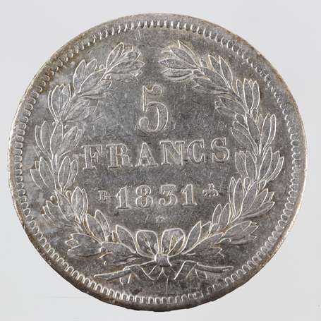 Louis Philippe 1er. 5 Frs en argent 1831 B (Rouen)