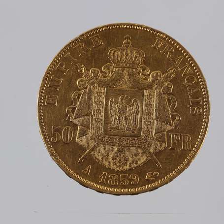 Pièce de 50 Frs en or Napoléon III Tête nue. Année