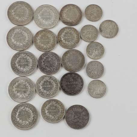 Lot de pièces d'argent, 6 pièces de 50F Hercule, 6